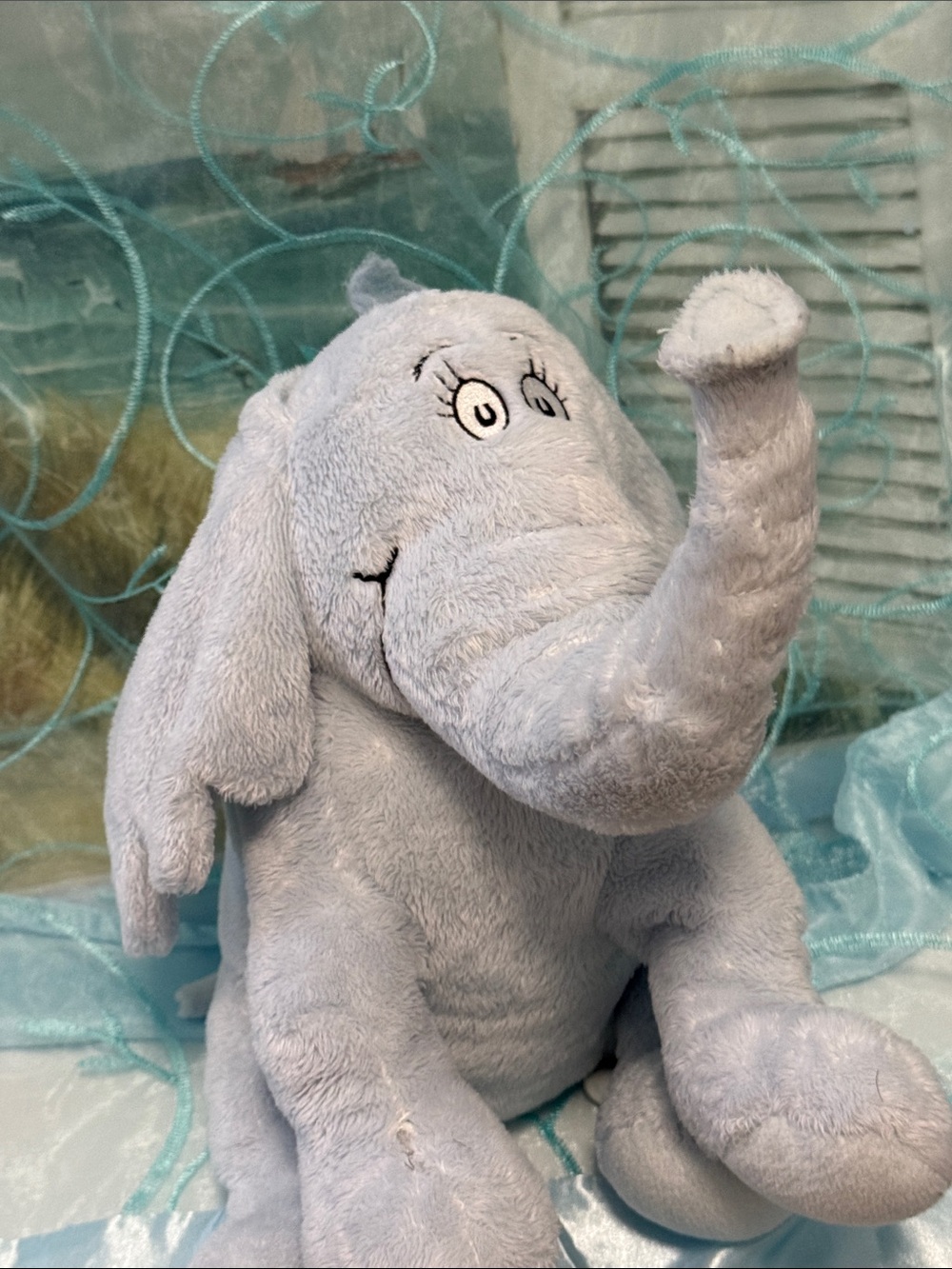 Horton…Adorable Baby Blue Plush Elephant Stuffed Toy - Brand: